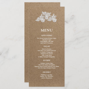 White Lace   Kraft Paper Wedding Menu Cards