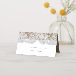 White Lace   Kraft Paper Wedding Table Place Cards