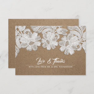 White Lace Kraft Paper Wedding Thank You Cards