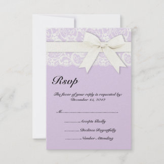 White Lace Lilac Purple Wedding Invitation