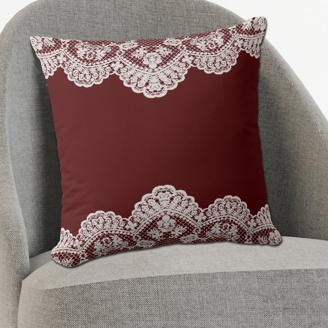 White Lace Maroon Cushion (Creator Uploaded)