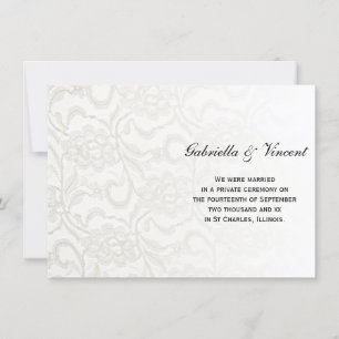 White Lace Marriage / Elopement Announcement