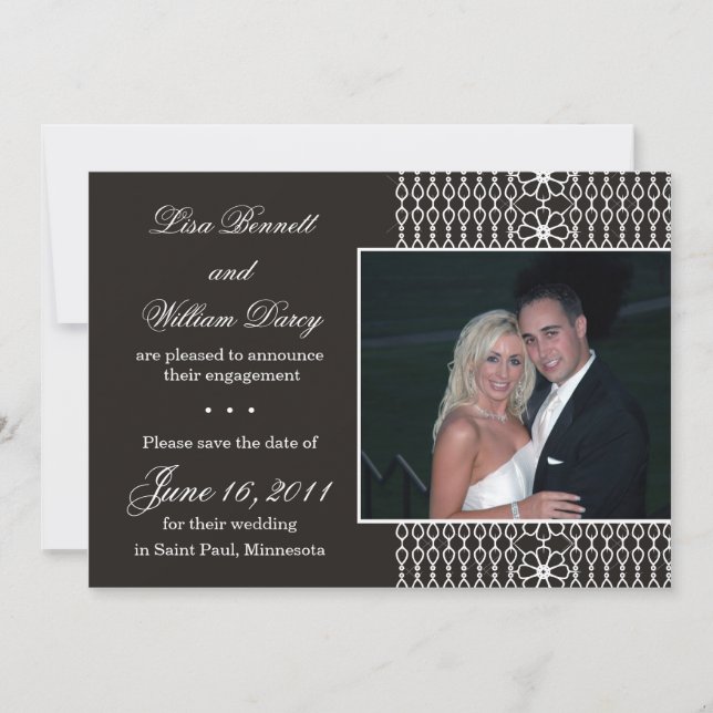 White Lace on Black -Save the Date invites (Front)