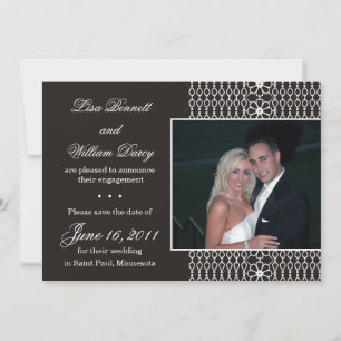 White Lace on Black -Save the Date invites