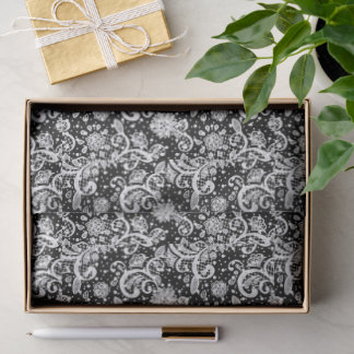 White Lace on Black  Tissue Paper