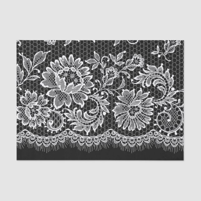 White Lace on Black - Tissue Paper (Front)