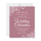 White Lace on Dusty Rose BUDGET Wedding Invitation