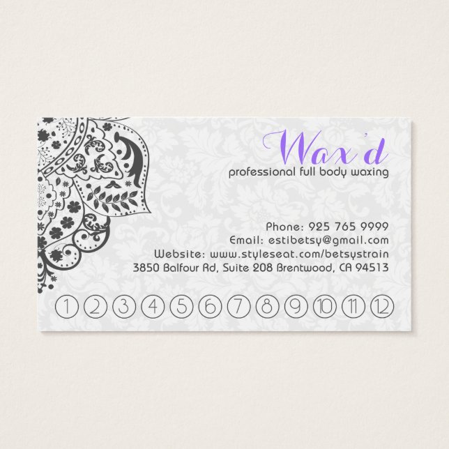 White Lace On Grey Rewords Card (Back)