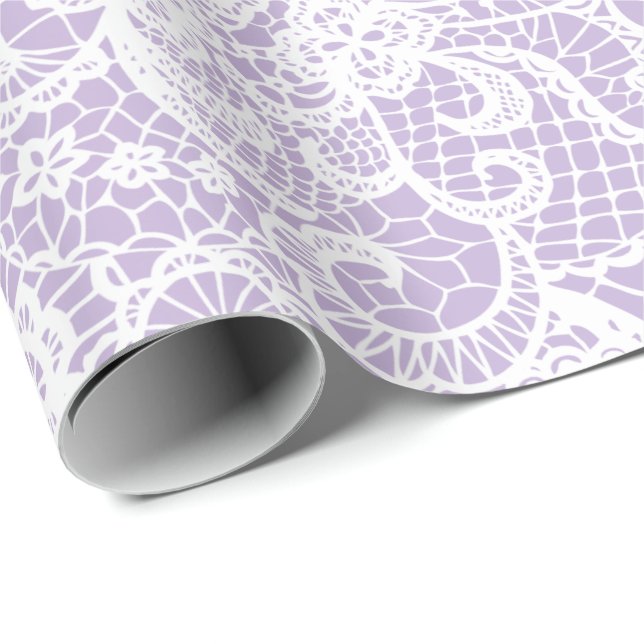White Lace on Lavender Wrapping Paper (Roll Corner)