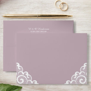 White Lace on Light Mauve Envelope