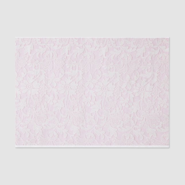 White Lace on Pink, 10" x 15" Tissue Paper (Front)