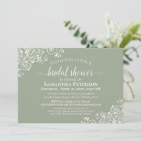 White Lace on Sage Green Elegant Bridal Shower