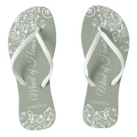 White Lace on Sage Green Maid of Honour Wedding
