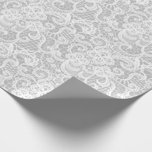 White Lace on Silver Wrapping Paper