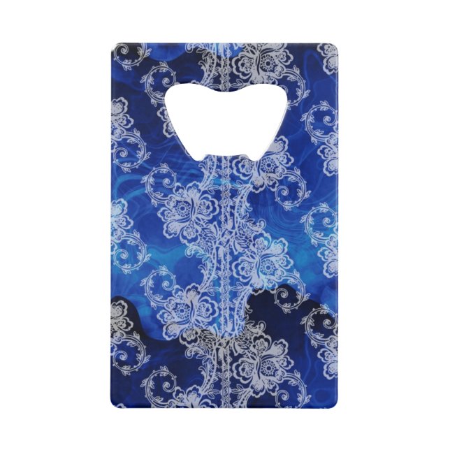 White Lace on Swirling Blues Abstract (Front)