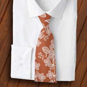 White Lace on Terracotta Tie