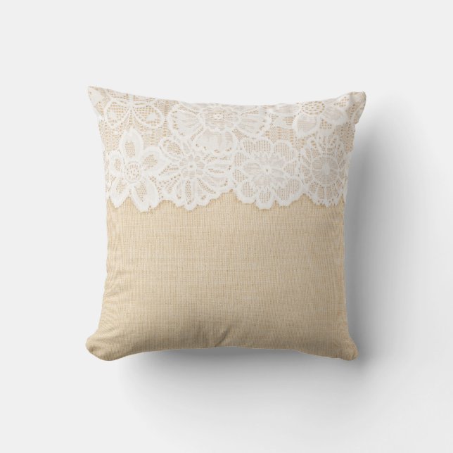 White lace over fabric design. cushion (Front)