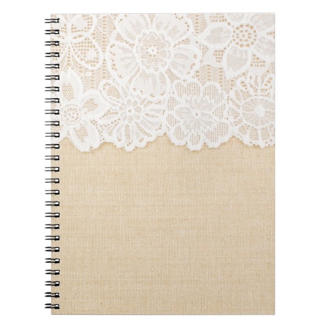 White lace over fabric design. notebook (Front)