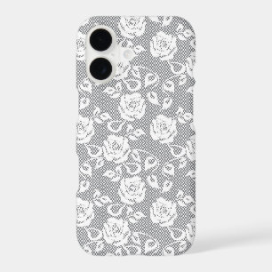 White lace pattern on grey background