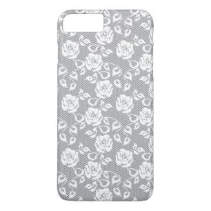 White lace pattern on grey background Case-Mate iPhone case