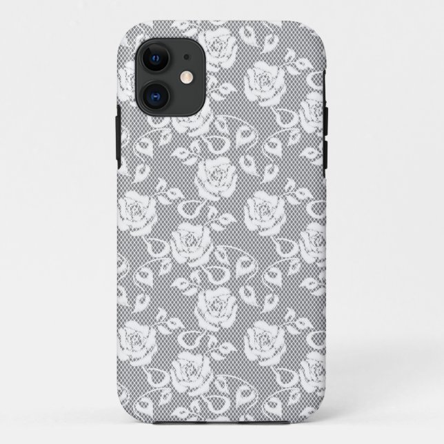 White lace pattern on grey background Case-Mate iPhone case (Back)