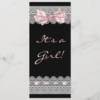 White Lace Pink and Black Baby Girl Shower Invitation