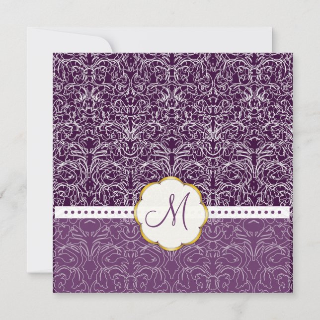 White Lace+ Plum Accent Wedding Invitations (Front)