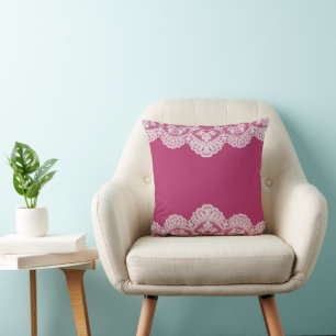 White Lace Raspberry Cushion