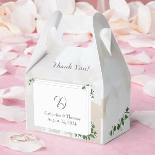 White Lace & Rose Leaves Monogram  Favour Box