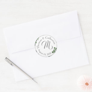 White Lace & Rose Leaves Paper Plate Classic Round Sticker