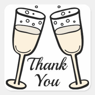 White Lace Thank You Blue Stripes Thanks - Wedding Square Sticker