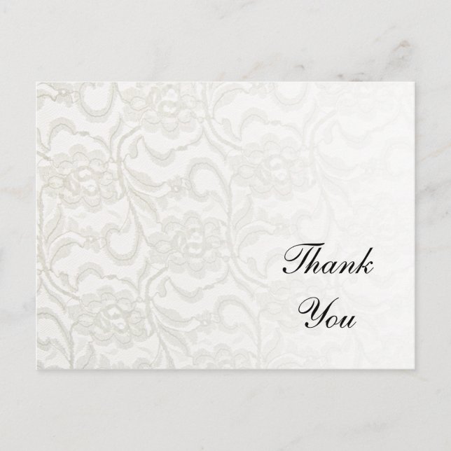 White Lace Thank You Note Postcard (Front)