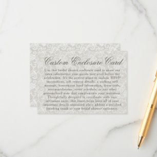 White Lace Theme Ivory Bridal Shower Custom Enclosure Card