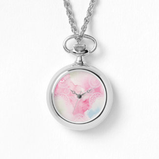 White Lace Watercolor Necklace Watch