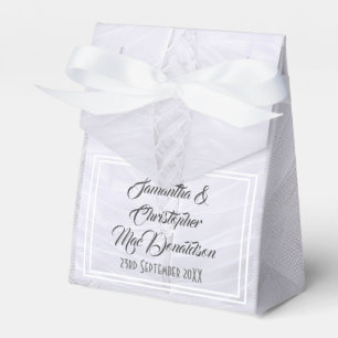 White lace wedding dress favour box