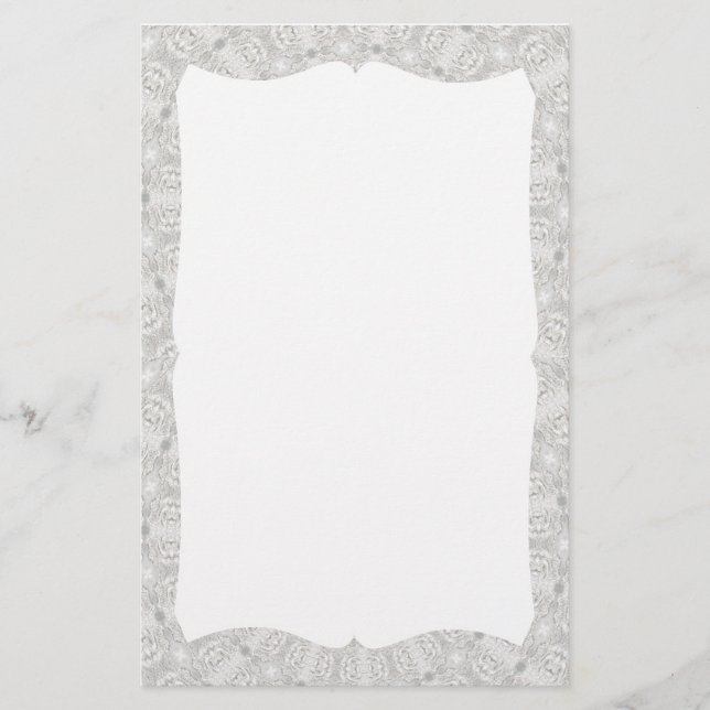 White Lace Wedding Kaleidoscope (Your Words Here) Stationery (Front)