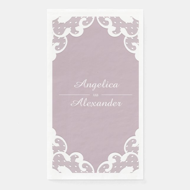 White Lace Wedding Napkin (Front)
