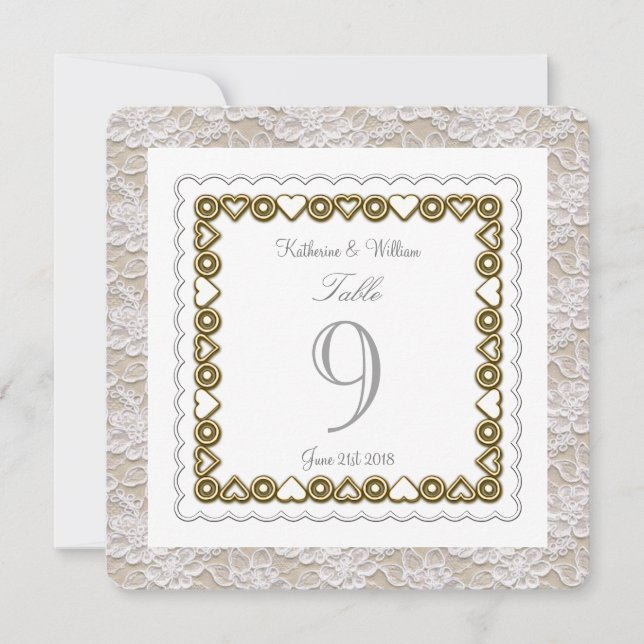 white lace wedding table number card rounded (Front)