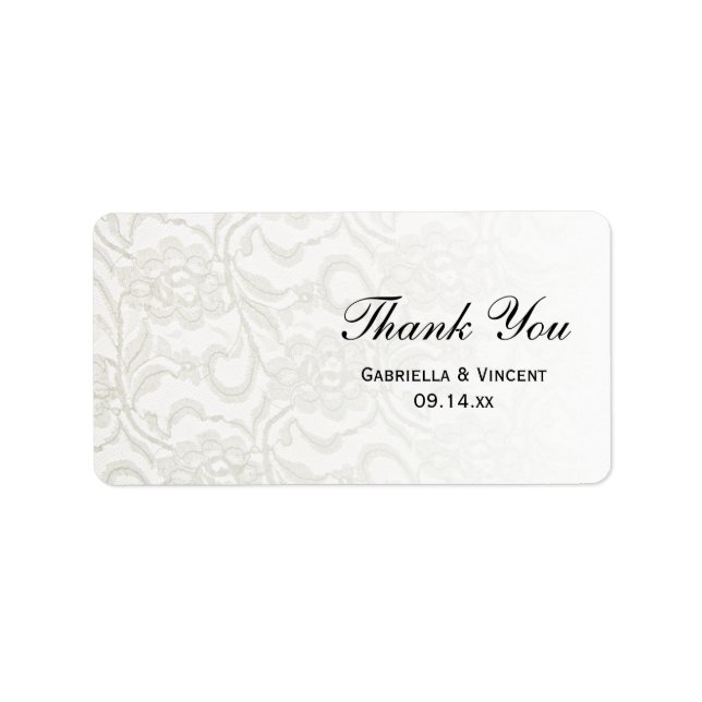 White Lace Wedding Thank You Favour Tag (Front)