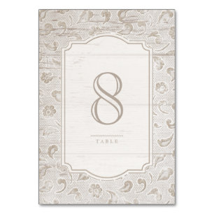 White lace wood rustic country wedding table card