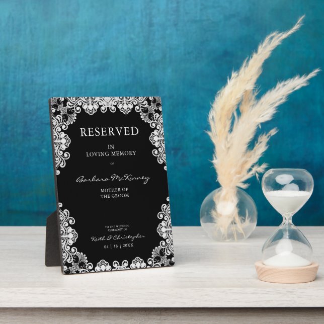 White Lace Wreath Wedding Memories Loved One Plaque (Side)