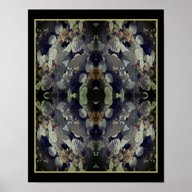 White Lacecap Hydrangea Floral Abstract  Poster (Front)