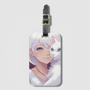 White Lady Cat Luggage Tag