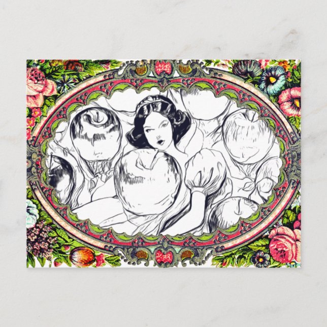 WHITE LADY RED APPLES | Paintable Postcards©  Postcard (Front)