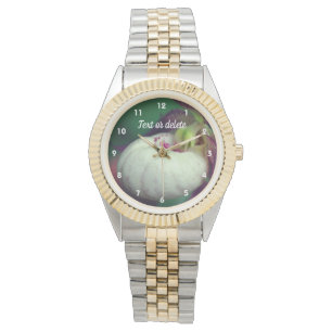 White Lady Slipper Orchid Flower Personalised  Watch