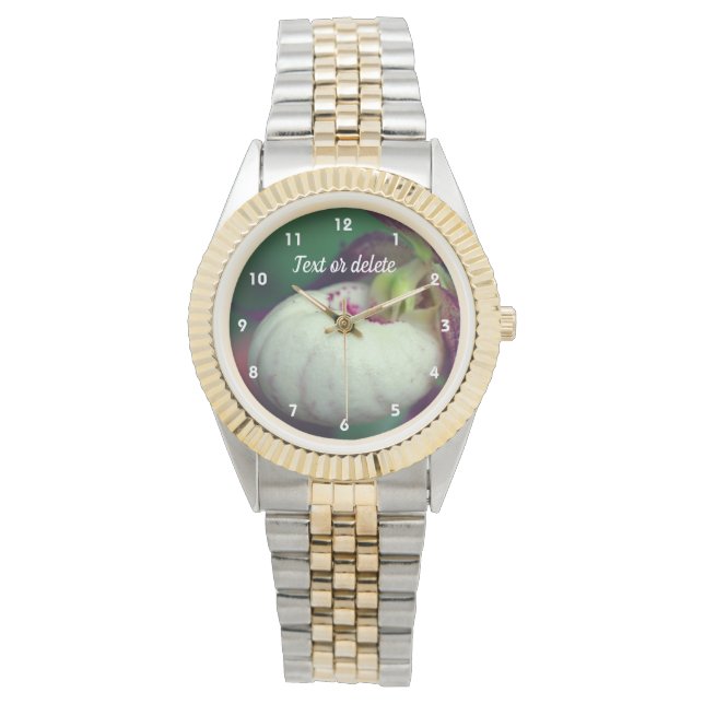 White Lady Slipper Orchid Flower Personalised  Watch (Front)