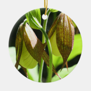 White Lady Slipper Pair Flower Ornament