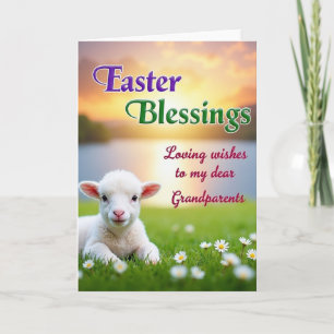 White Lamb Easter Blessings Card