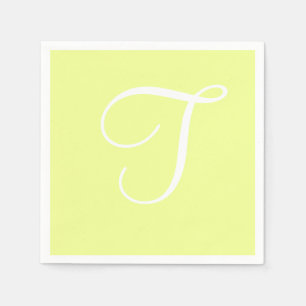 White Large Elegant Monogram Pastel Lime Napkin
