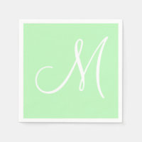 White Large Elegant Monogram | Pastel Mint
